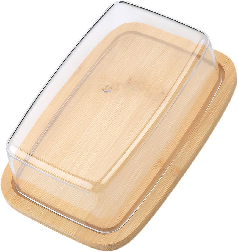 Wood Butter Storage Container with Clear Lid for Kitchen Countertop – Wooden Butter for Storing Dairy and Baked Goods - Image 1