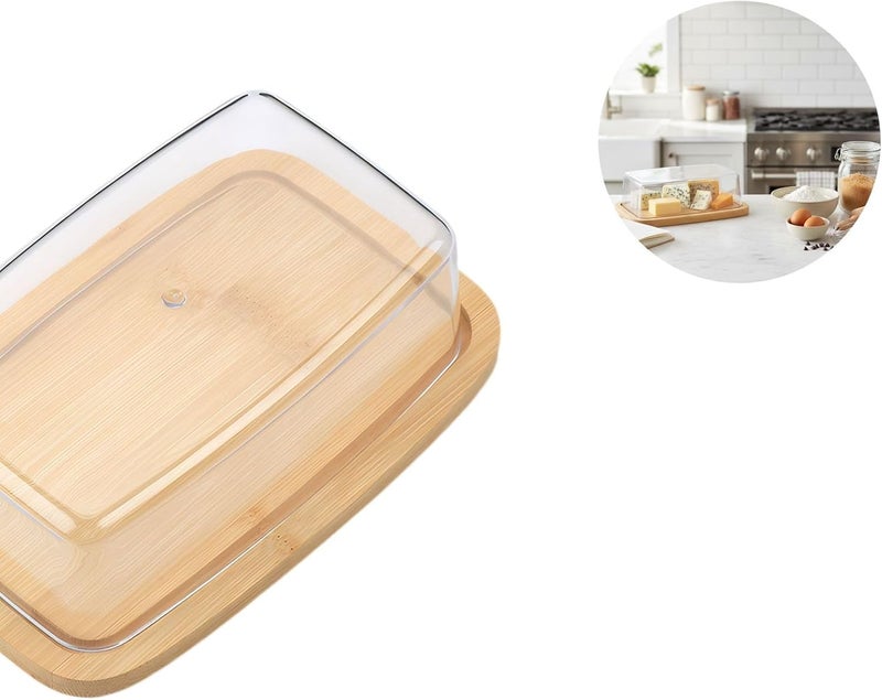 Wood Butter Storage Container with Clear Lid for Kitchen Countertop – Wooden Butter for Storing Dairy and Baked Goods - Image 5