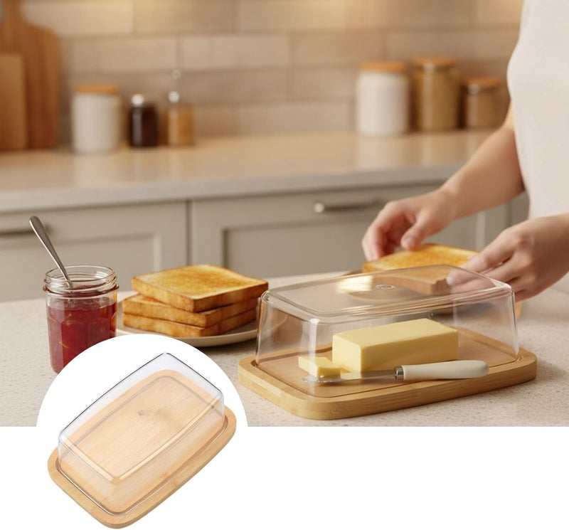 Wood Butter Storage Container with Clear Lid for Kitchen Countertop – Wooden Butter for Storing Dairy and Baked Goods - Image 4