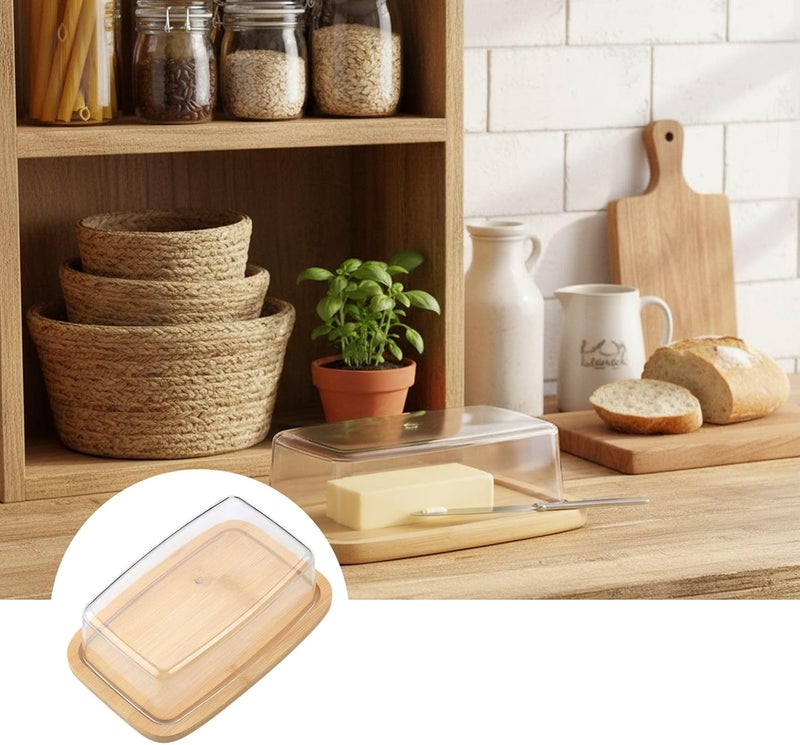 Wood Butter Storage Container with Clear Lid for Kitchen Countertop – Wooden Butter for Storing Dairy and Baked Goods - Image 2