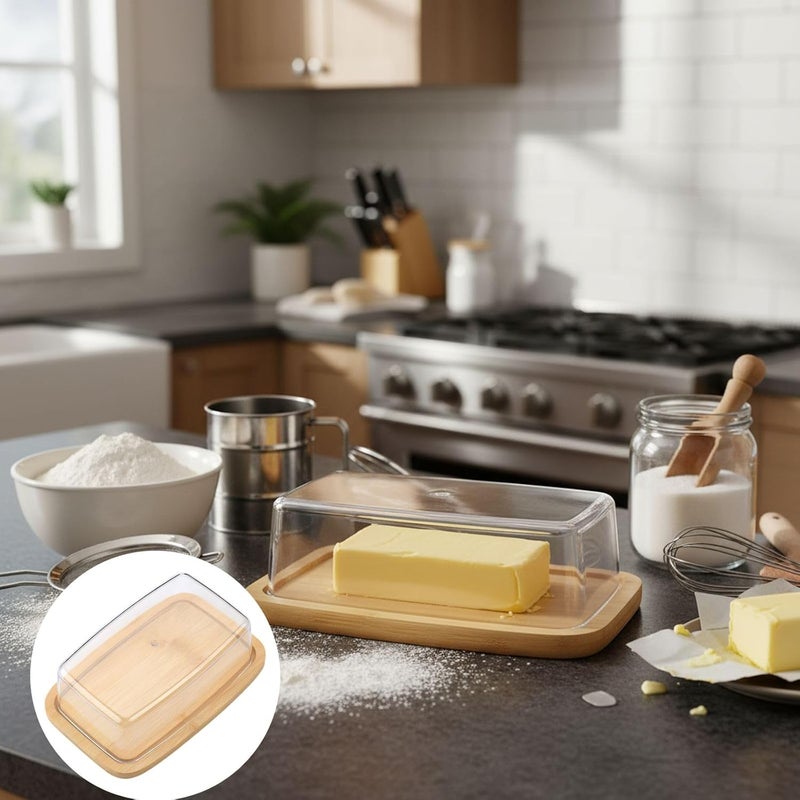 Wood Butter Storage Container with Clear Lid for Kitchen Countertop – Wooden Butter for Storing Dairy and Baked Goods - Image 3