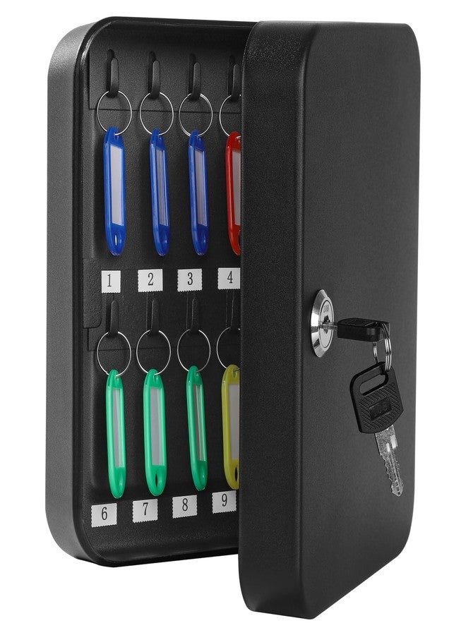 KYODOLED Metal Key Cabinet Wall Mount, Locking Key Box Organizer, Key Lock Box with Key, Key Holder Lock Box for Wall, 20 Key Hooks & Tags Key Lab,7.8"x6.3"x3.14" Black - Image 1