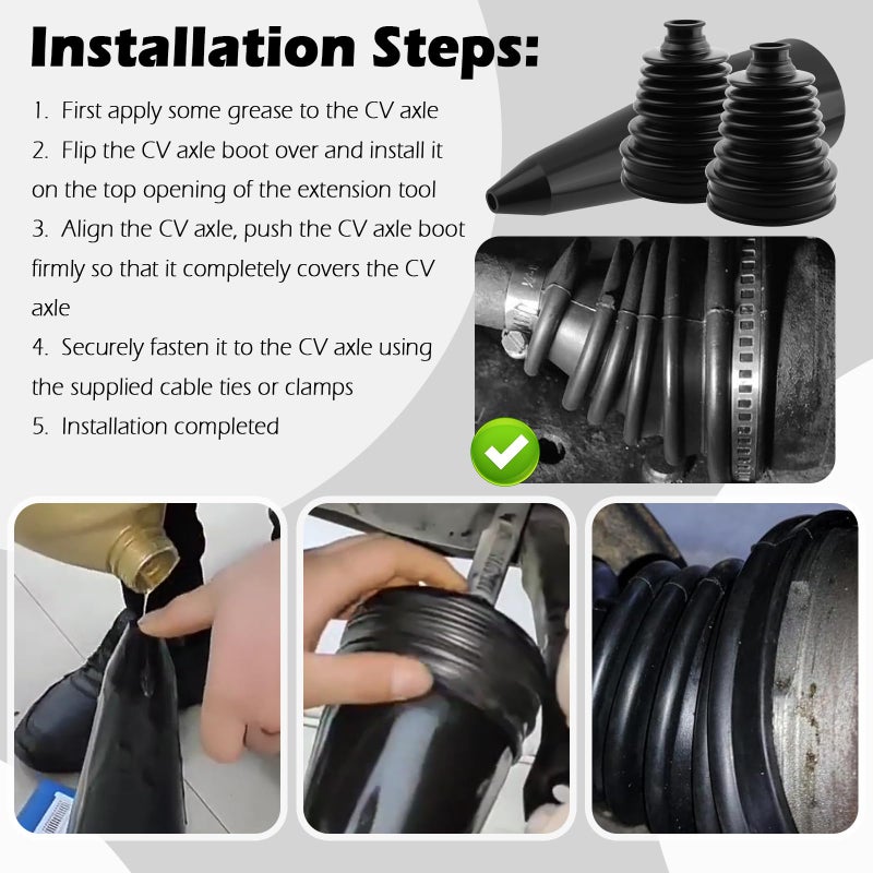 Aokdom CV Boot Repair Kit,Water&Dust Resistant CV Axle Boot Repair Kit with CVs Boots Clamps & Expander Tool,Professional CVs Joint Boots Kits for Calibers 3.56",2.96",2.46" - Image 3