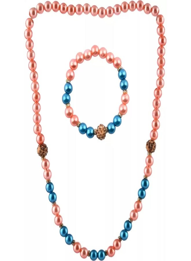 Coco Candy Peach and Blue Necklace & Bracelet - Image 1