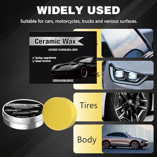 EOIRULA 2PCS Titanium Ceramic Wax Cream, Strong Protection Car Coating Polishing Wax, Auto Car Scratch Repair Remover Paste, Polish Vehicle Paint Care, Lasting Protection Mild Formula Polish With Sponge - Image 5