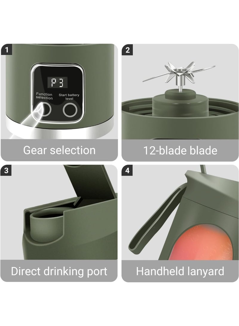 Bukela Juicer, Portable Charging Mini Juice Cup Three-speed settings, digital display 12-blade system, 450ml capacity Easy-clean design, ideal travel companion Enjoy fresh juice anytime, anywhere - Image 2