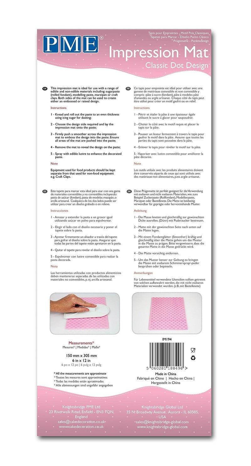 PME Classic Dot Design Impression Mat for Cake Decorating - Image 2