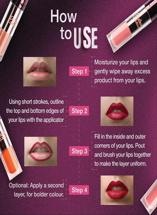 Dazller Eterna Long Stay Lip Colour, 4g, LC108 - Escarlatta - Waterproof, Matte, Ultra-Intense Pigments, Skin-Nourishing Extracts - Image 4