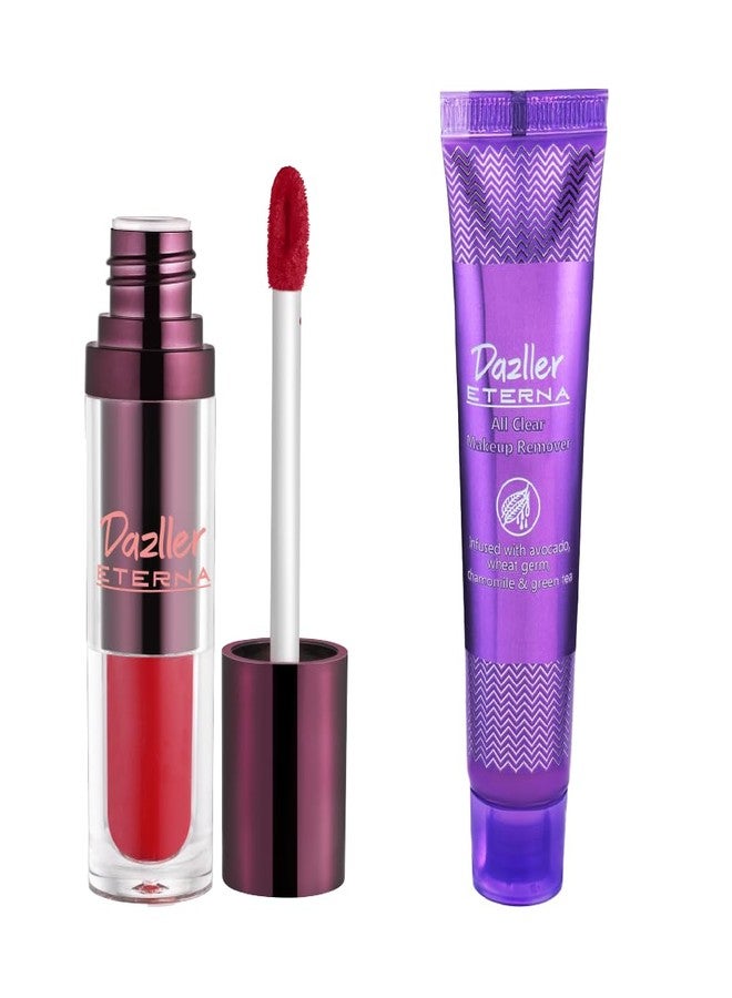 Dazller Eterna Long Stay Lip Colour, 4g, LC108 - Escarlatta - Waterproof, Matte, Ultra-Intense Pigments, Skin-Nourishing Extracts - Image 1