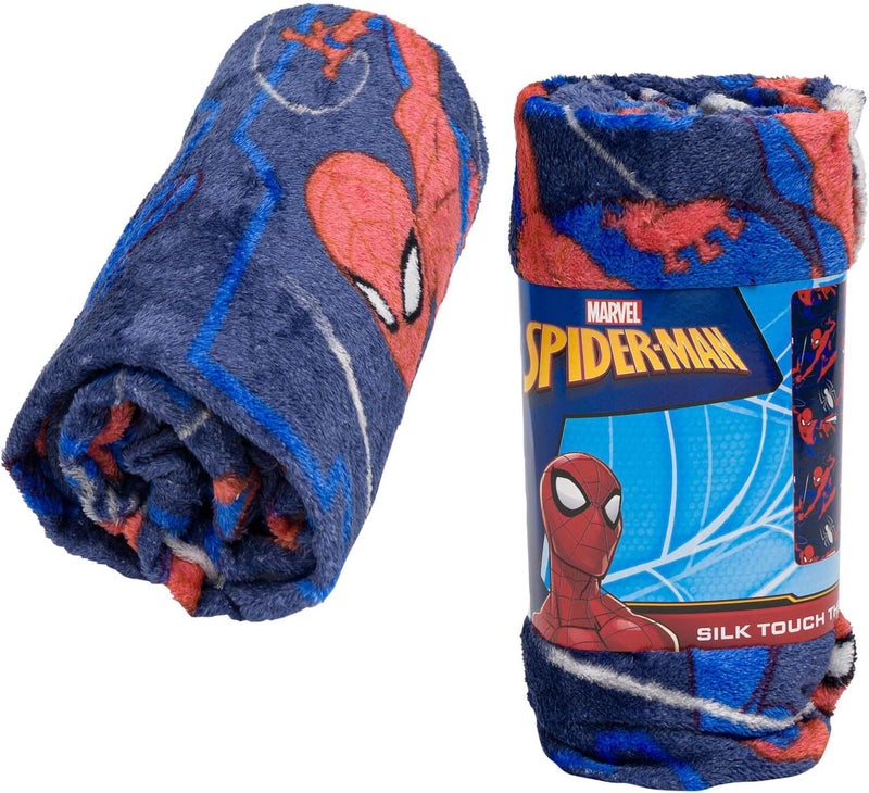 Spiderman Kids' Bed Silk Throw Blanket 40"" x 50"", Single, Blue, 91898
