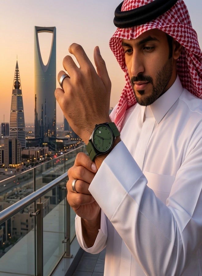 Sabr Arabic Watch for Men - Quartz Wristwatch, Date Display, Arabic Numerals, Alloy Case, Silicone Strap, Magnetic Buckle, 3ATM Waterproof, Mineral Glass, Gifts for Arabic Watch Enthusiasts - Image 2