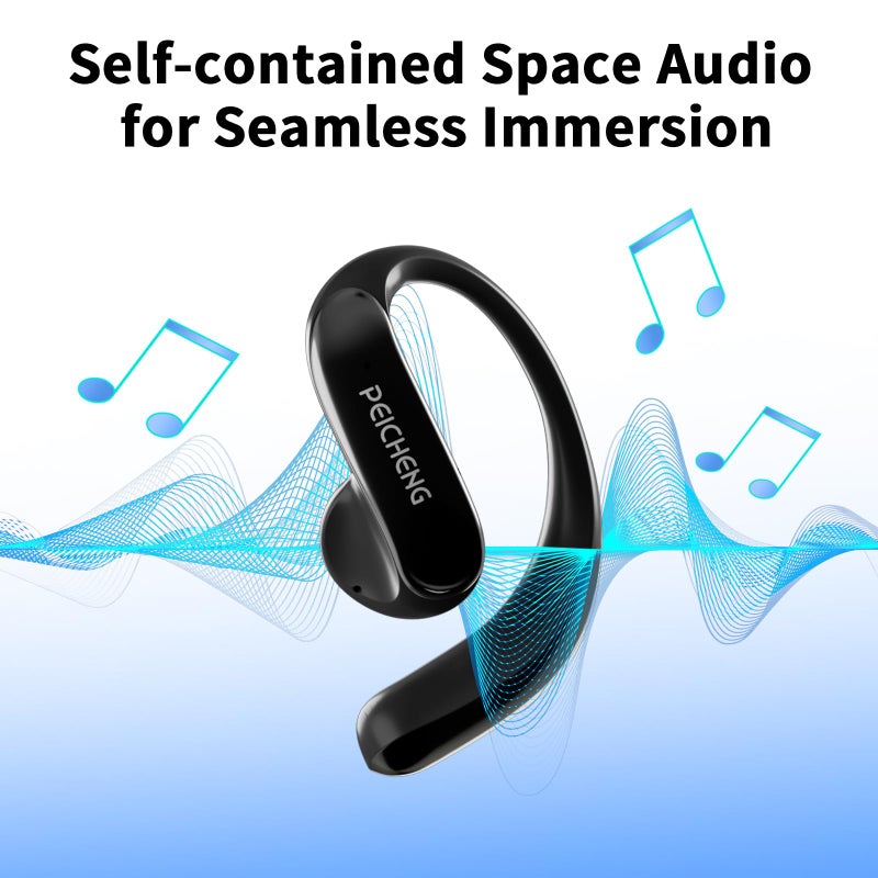 PEICHENG Wireless Bluetooth Earphones Earbuds Headphone Ear Bud for Sports Travel Business Learning (Black) - Image 4