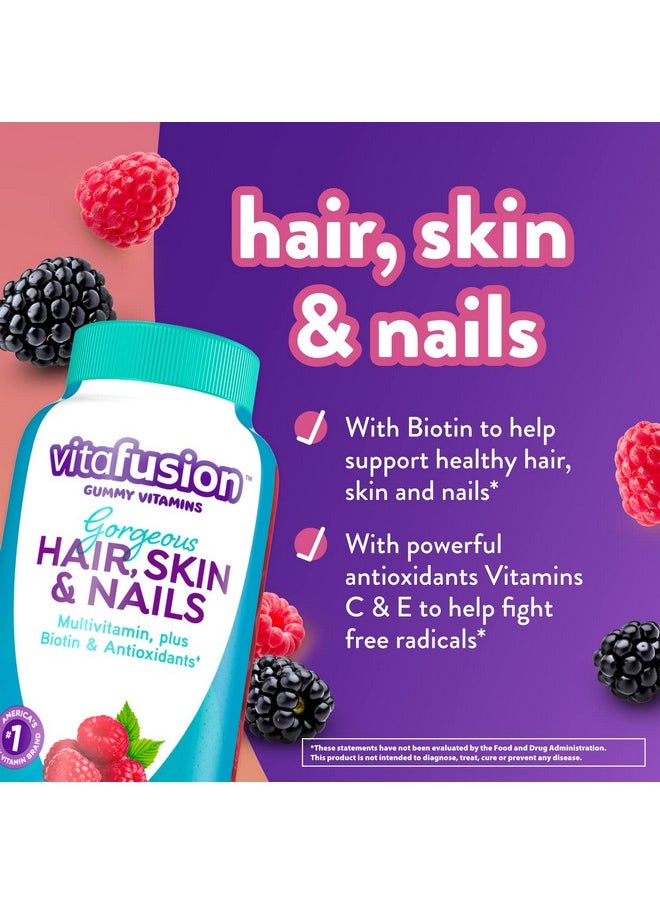 Vitafusion Gorgeous Hair Skin & Nails Multivitamin Gummy Vitamins Plus Biotin And Antioxidant Vitamins C&E Raspberry Flavor 135Ct (45 Day Supply) From America’S Number One Gummy Vitamin Brand  - Image 4