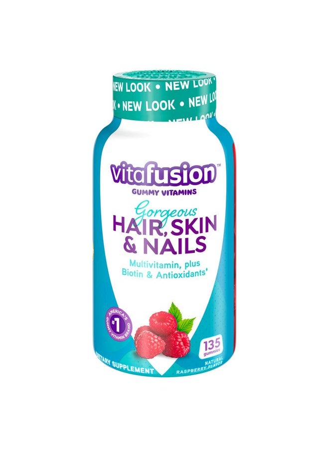 Vitafusion Gorgeous Hair Skin & Nails Multivitamin Gummy Vitamins Plus Biotin And Antioxidant Vitamins C&E Raspberry Flavor 135Ct (45 Day Supply) From America’S Number One Gummy Vitamin Brand  - Image 3