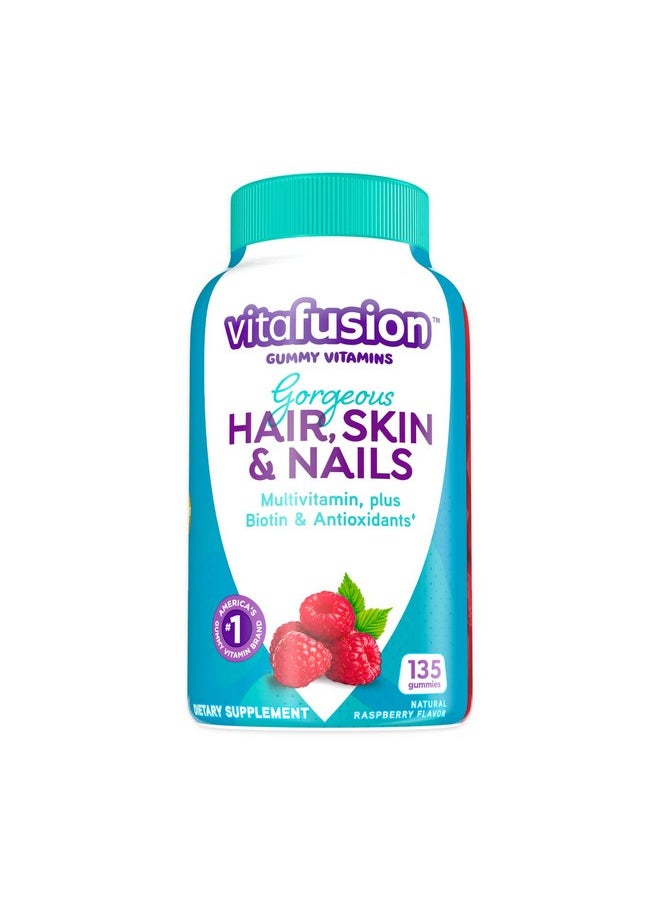 Vitafusion Gorgeous Hair Skin & Nails Multivitamin Gummy Vitamins Plus Biotin And Antioxidant Vitamins C&E Raspberry Flavor 135Ct (45 Day Supply) From America’S Number One Gummy Vitamin Brand  - Image 2
