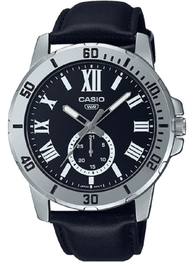 CASIO Casio Men Watch Analog Black Dial Leather Band MTP-VD200L-1BUDF  - Image 1
