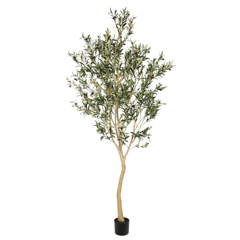 Realead 8ft Tall Faux Olive Tree Realistic Large Silk Olive Tree Artificial Indoors Fake Olive Trees with Branches and Fruits Artificial Olive Trees for Home Office Decor Indoor