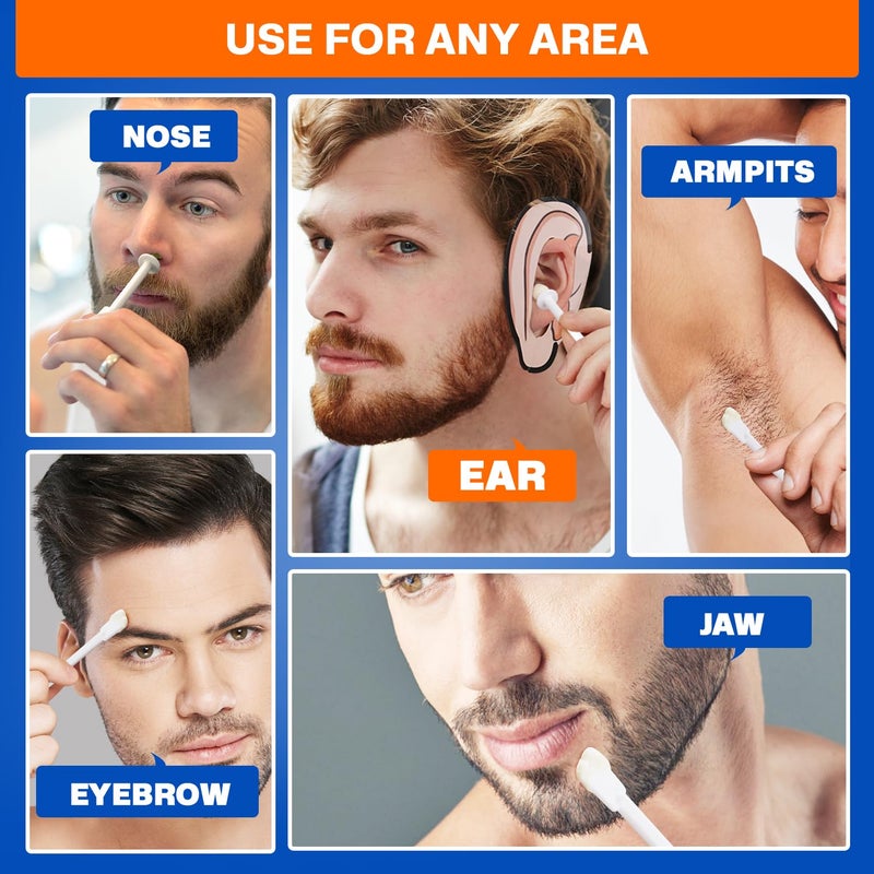 Wokaar 2-in-1 Ear & Nose Waxing Kit for Men & Women | 100g Hair Removal Wax + 99pc | 20 Applicators, 10 Nasal Sticks, 15 Wipes & 20 Earplugs | No Microwave Needed | Nose Wax Kit, Ear Hair Remover - Image 5