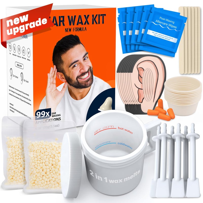 Wokaar 2-in-1 Ear & Nose Waxing Kit for Men & Women | 100g Hair Removal Wax + 99pc | 20 Applicators, 10 Nasal Sticks, 15 Wipes & 20 Earplugs | No Microwave Needed | Nose Wax Kit, Ear Hair Remover - Image 1