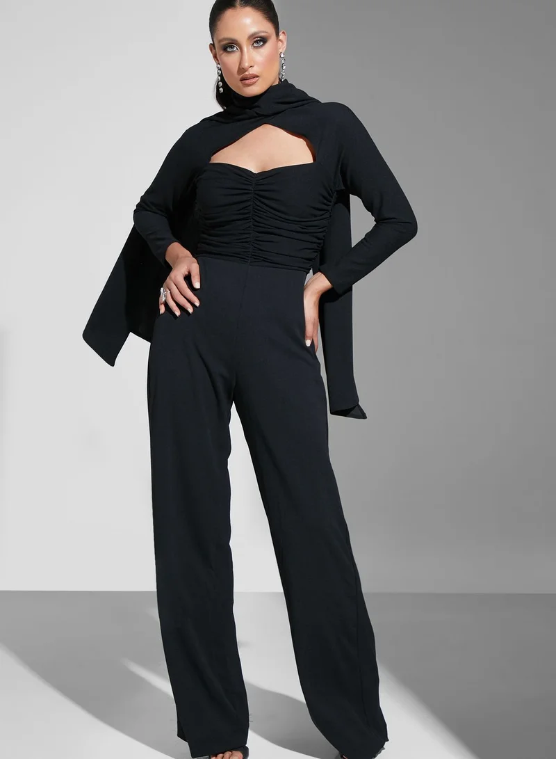 Namshi X Hadia Ghaleb Hadia Ghaleb Neck Drape Detail Jumpsuit