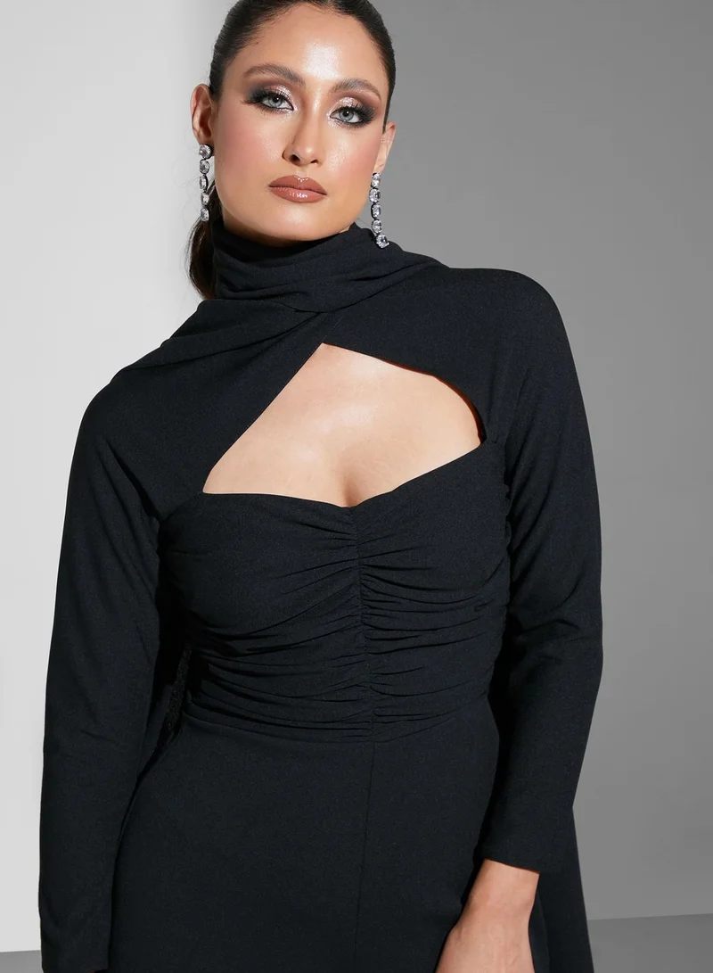 Namshi X Hadia Ghaleb Hadia Ghaleb Neck Drape Detail Jumpsuit