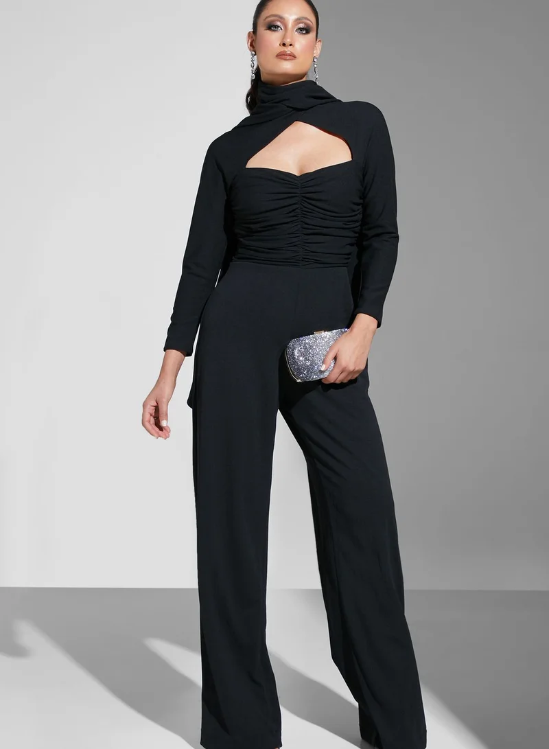 Namshi X Hadia Ghaleb Hadia Ghaleb Neck Drape Detail Jumpsuit