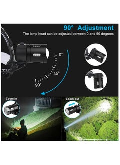 ZLH HITY LED Headlamp Flashlight, Super Bright 50000 Lumens Rechargeable Headlamp with 3 Modes & IP65 Waterproof Zoomable Head Lamp, 90° Adjustable for Outdoor Camping Fishing  - Image 4