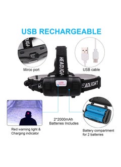 ZLH HITY LED Headlamp Flashlight, Super Bright 50000 Lumens Rechargeable Headlamp with 3 Modes & IP65 Waterproof Zoomable Head Lamp, 90° Adjustable for Outdoor Camping Fishing  - Image 5