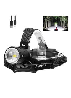 ZLH HITY LED Headlamp Flashlight, Super Bright 50000 Lumens Rechargeable Headlamp with 3 Modes & IP65 Waterproof Zoomable Head Lamp, 90° Adjustable for Outdoor Camping Fishing  - Image 1