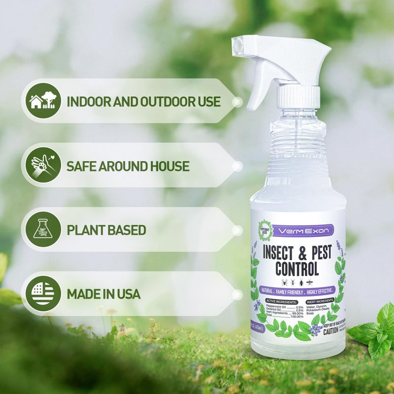 VermExon Peppermint Oil Insect & Pest Control Spray â€“ 16oz Natural Plant-Based Bug Killer for Spiders, Ants, Flies, and Other Insects, Safe for Home & Kitchen Use - Image 3