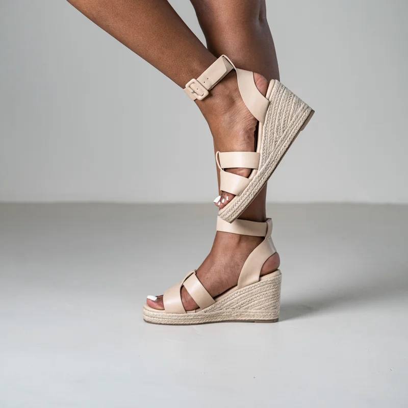Lamaraparis TOHIMA WEDGE SANDALS WITH CRISSCROSS STRAPS AND ANKLE STRAP