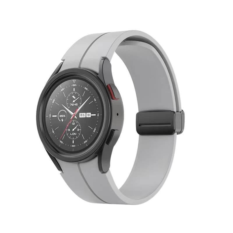 سوار ساعة ذكية رياضي من السيليكون متوافق مع Samsung Galaxy Watch 5 بملاءمة قابلة للتعديل وحزام ناعم للاستبدال اليومي باللون رمادي قابل للتعديل - Image 1
