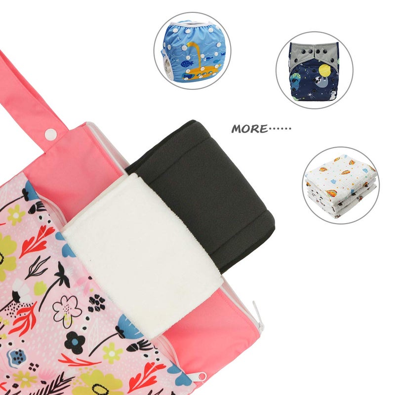 Hi Sprout Grab and Go Wet Dry Cloth Diaper Bags -Waterproof Washable Reusable Diaper Organizer (simple bag, Dreaming Flower) - Image 3
