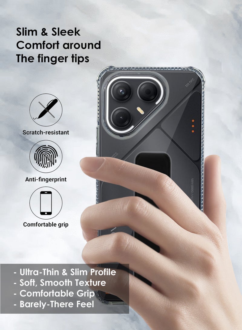 Tecno Pova 7 Hand Grip Case Cover - Magnetic Hand Grip Holder & Kickstand Case For Tecno Pova 7 - Strong Grip for Magnetic Car Holder, Stylish Silicone Case Clear & Functional, Ultimate Convenience & Hands-Free Viewing - Clear/Black - Image 5