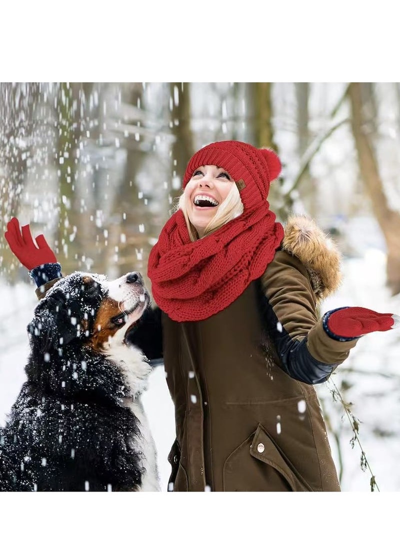 Generic Winter Warm Gloves Sets  Scarf Hat and Gloves Set Touch Screen Gloves Winter Ear Warmer Set - Image 4