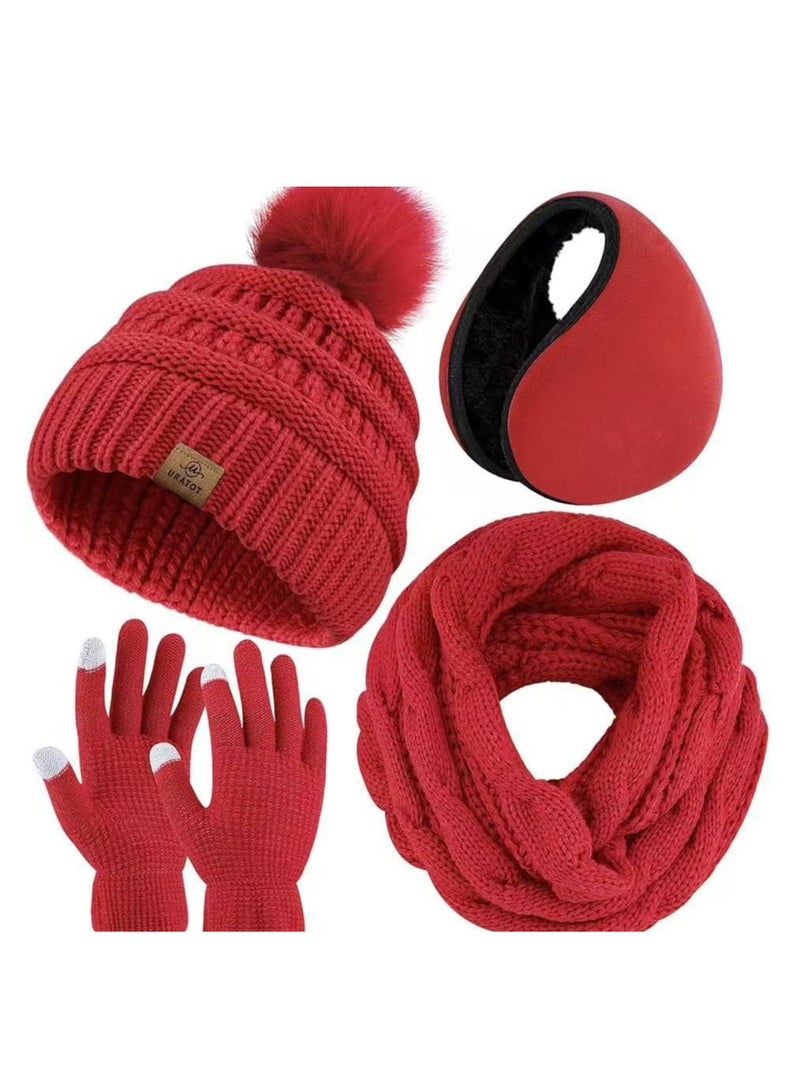 Generic Winter Warm Gloves Sets  Scarf Hat and Gloves Set Touch Screen Gloves Winter Ear Warmer Set - Image 1