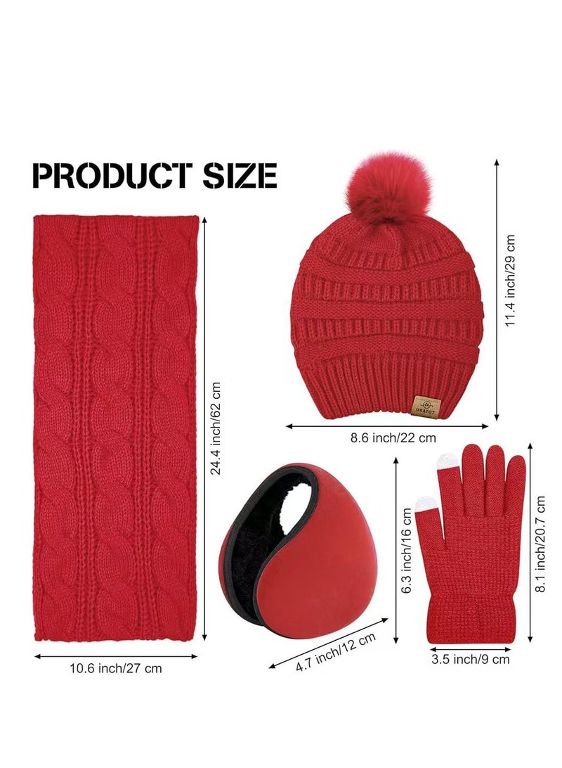 Generic Winter Warm Gloves Sets  Scarf Hat and Gloves Set Touch Screen Gloves Winter Ear Warmer Set - Image 2