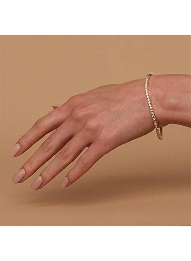 PAVOI 14K Gold Plated Cubic Zirconia Classic Tennis Bracelet | Gold Bracelets for Women | 4mm CZ, Size 6.5-7.5 Inch - Image 2