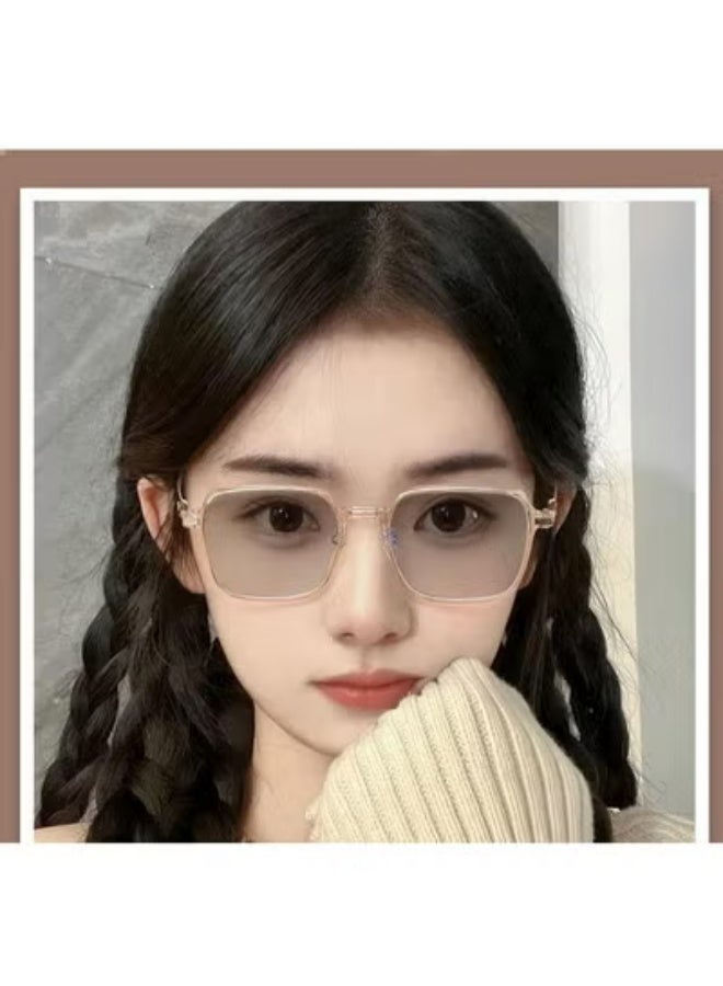 Photochromic HD Clear PC Lens Glasses - Cold Tea Square Frame (Turns Gray in Sunlight), All-in-One Stylish Eyewear for Indoor/Outdoor - Image 4
