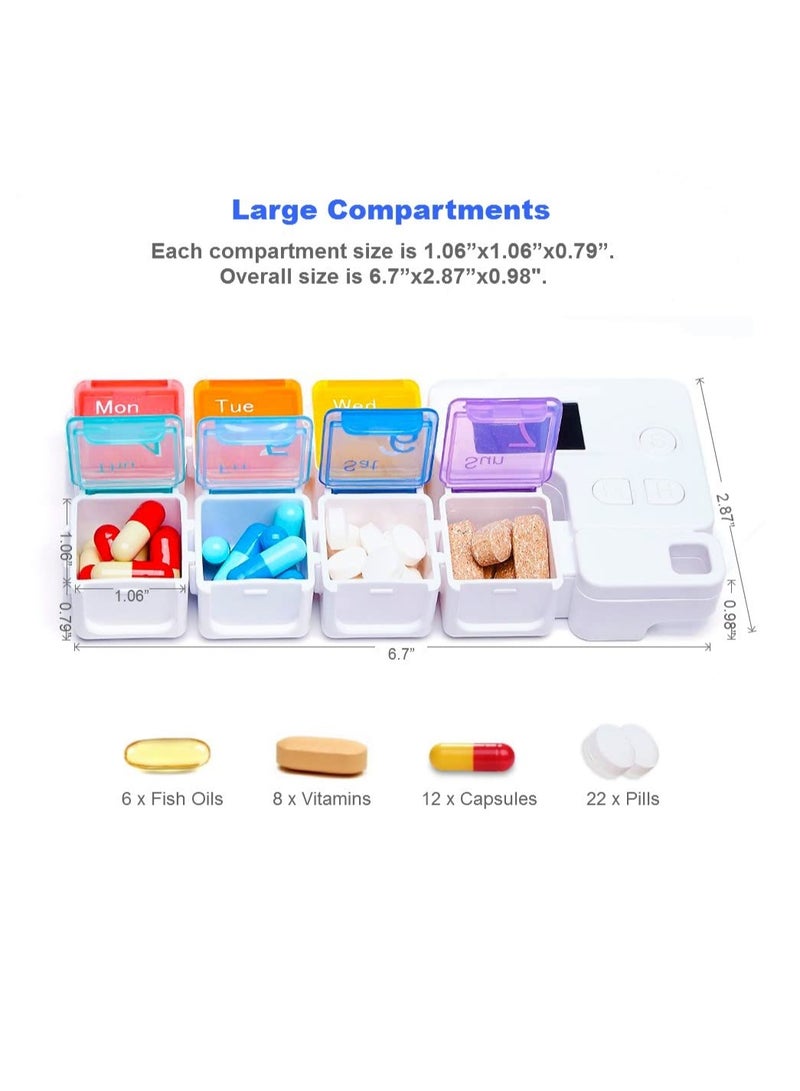 7 Day Medicine Pill Organizer, 4 Reminder Alarms, Loud Sound, 7 Large Compartments, Large Screen, Moisture-Proof, Dust-Proof, Travel Weekly/Daily Pill Box/Organizer/Case/Container/Dispenser, TBSoon - Image 3