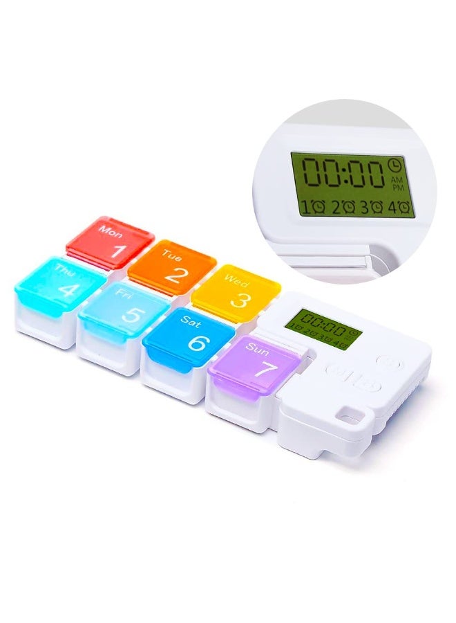 7 Day Medicine Pill Organizer, 4 Reminder Alarms, Loud Sound, 7 Large Compartments, Large Screen, Moisture-Proof, Dust-Proof, Travel Weekly/Daily Pill Box/Organizer/Case/Container/Dispenser, TBSoon - Image 1