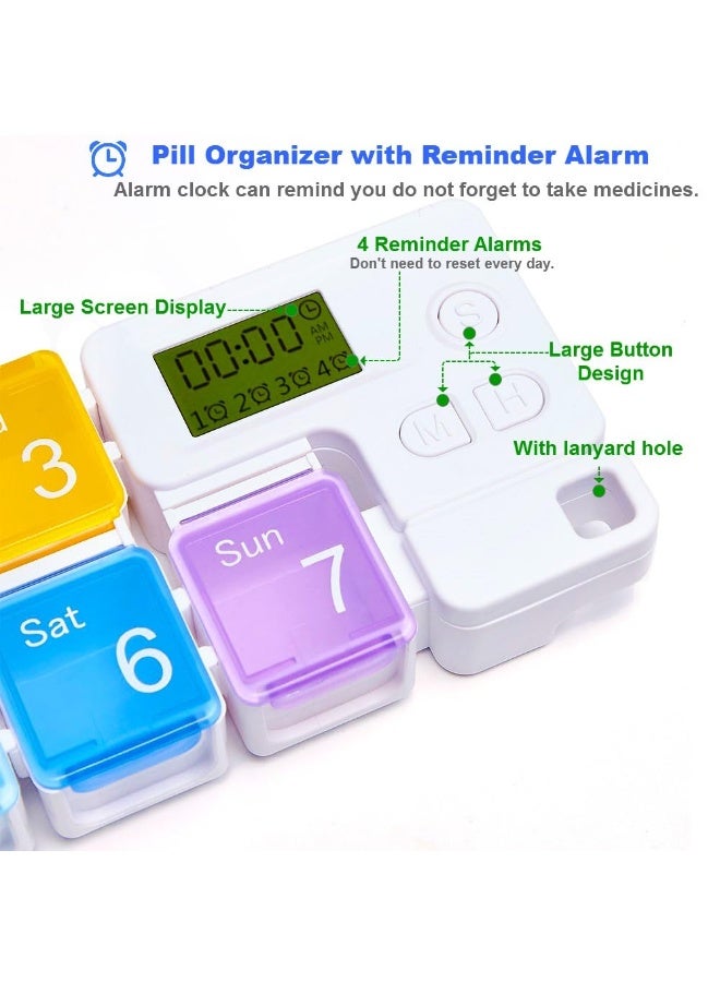 7 Day Medicine Pill Organizer, 4 Reminder Alarms, Loud Sound, 7 Large Compartments, Large Screen, Moisture-Proof, Dust-Proof, Travel Weekly/Daily Pill Box/Organizer/Case/Container/Dispenser, TBSoon - Image 2