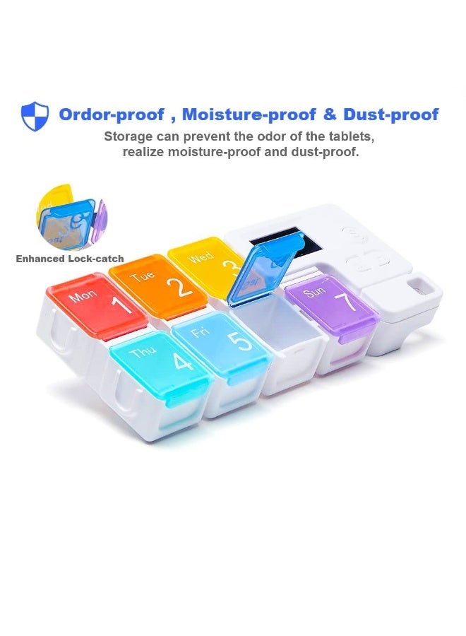 7 Day Medicine Pill Organizer, 4 Reminder Alarms, Loud Sound, 7 Large Compartments, Large Screen, Moisture-Proof, Dust-Proof, Travel Weekly/Daily Pill Box/Organizer/Case/Container/Dispenser, TBSoon - Image 4