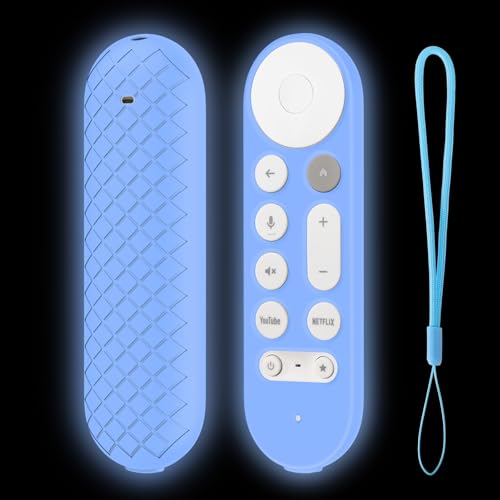 LEFXMOPHY for Google TV Streamer Remote Case, Cover for Google TV Streamer 4K 2024 Voice Remote Control Blue Silicone Sleeve Glow in Dark - Image 1