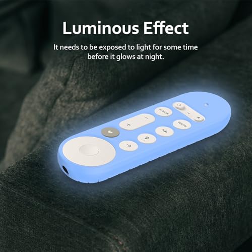 LEFXMOPHY for Google TV Streamer Remote Case, Cover for Google TV Streamer 4K 2024 Voice Remote Control Blue Silicone Sleeve Glow in Dark - Image 2