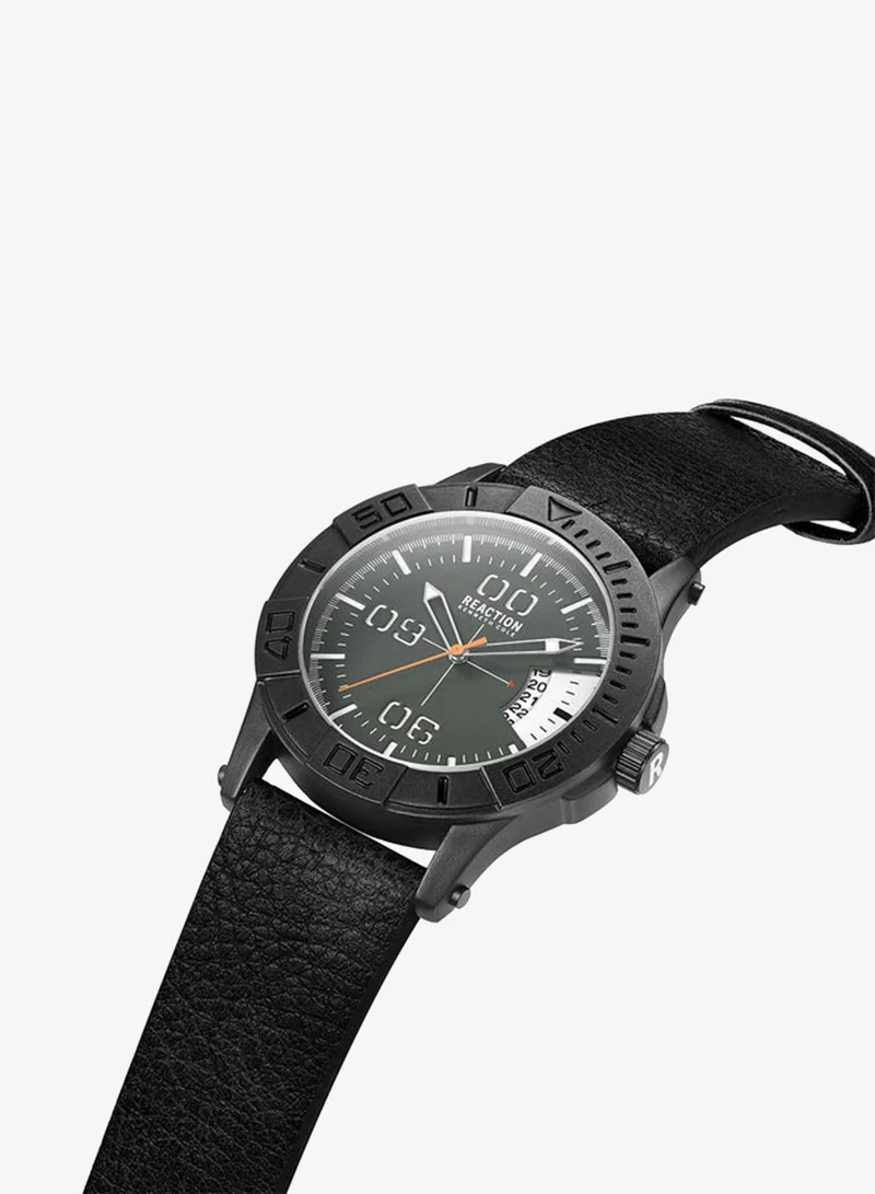Kenneth Cole Reaction  Kenneth Cole Reaction Analog Gents Watch With Black Synthetic Leather Strap 46mm - KRWGB9007202 for Men | Best Price UAE