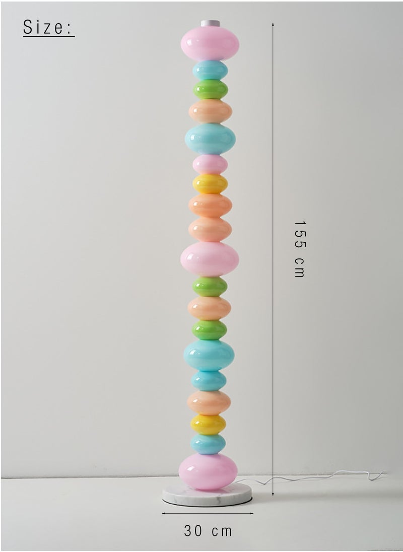 Merry Moments - Rainbow Candy Floor Lamp Macaron Lamp Atmosphere Lamp Standing Lamp Decor Lighting for Home Hotel Office Living Room Bedroom Office Salon Retail LED 3 Colour Adjustable Marble Base H155xL30xW30 cm - Image 1