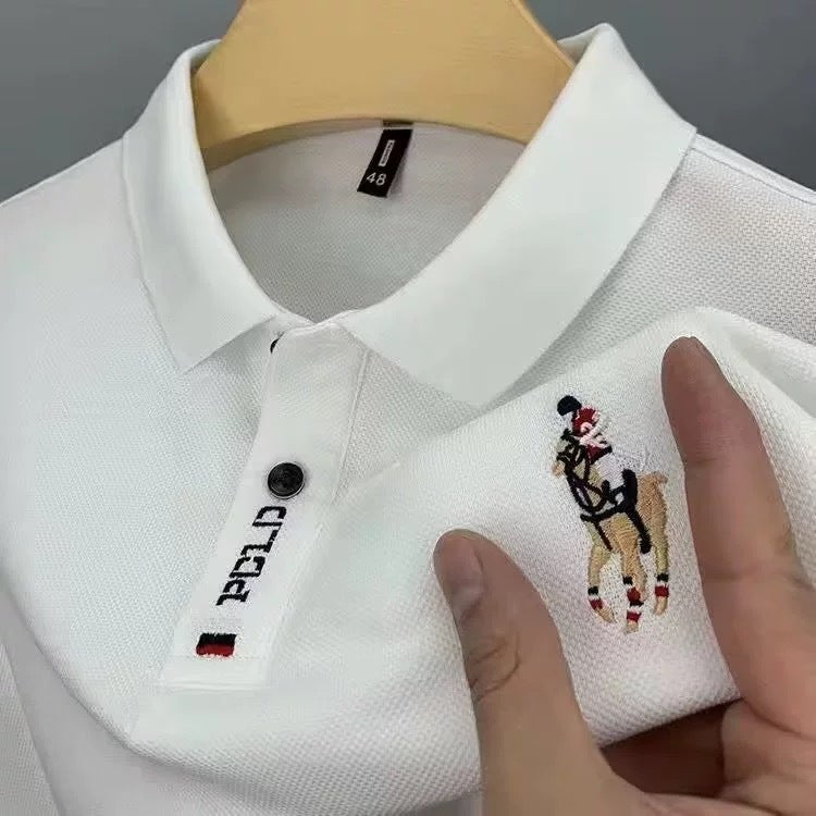 2024 Summer Mens Casual Polo Shirt Black - Image 2