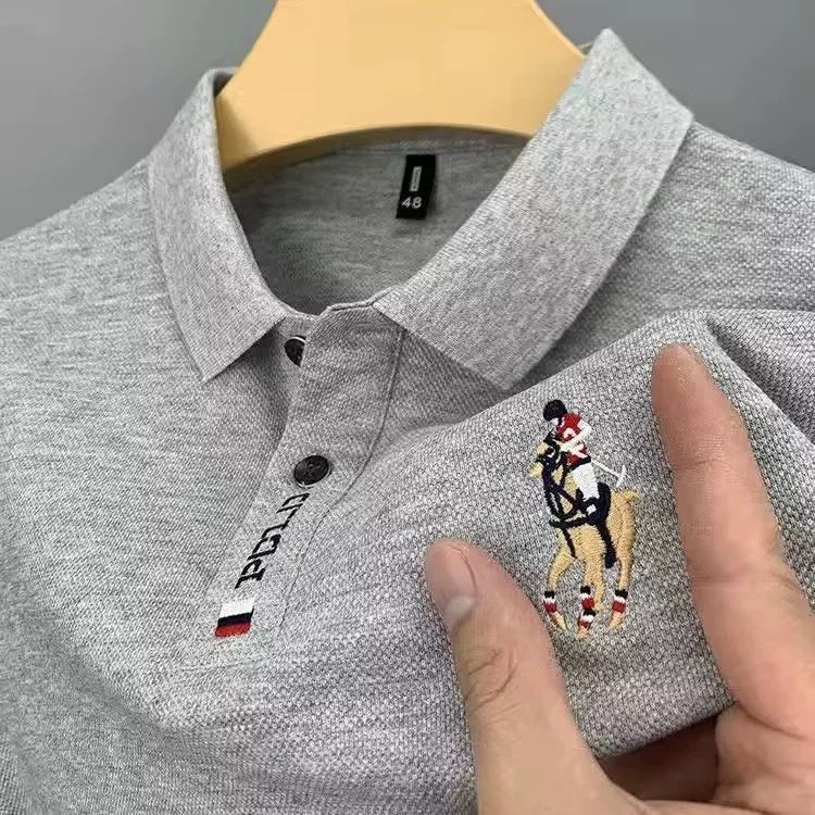 2024 Summer Mens Casual Polo Shirt Black - Image 3