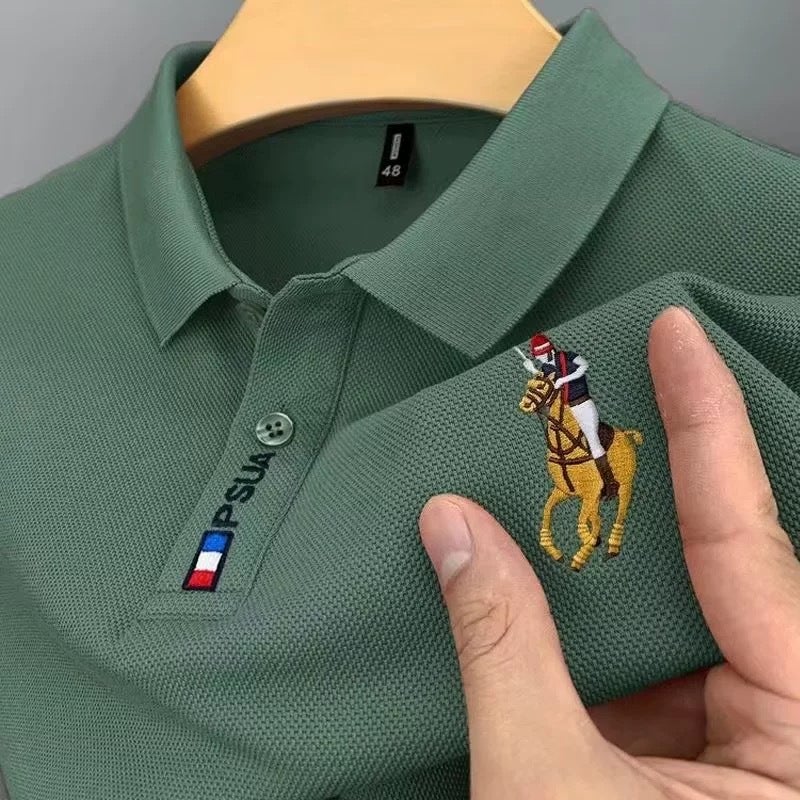 2024 Summer Mens Casual Polo Shirt Black - Image 4